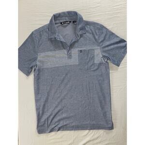 Travis Mathew Pique Poly-Cotton Pima Polo Golf Shirt. Striped Blue, Men's M. EUC